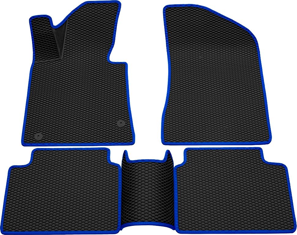 Коврики Rezkon 3D EVA Ромб резиновые для салона Kia K5 2020-2026 Синий кант. Артикул 9221065103