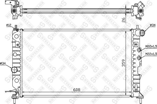 Радиатор охлаждения двигателя Stellox для Opel Vectra B 1995-2003. Артикул 10-25124-SX