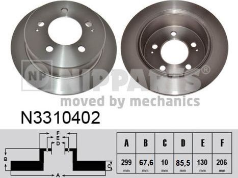 Тормозной диск Nipparts задний для SsangYong Kyron I 2005-2015. Артикул N3310402