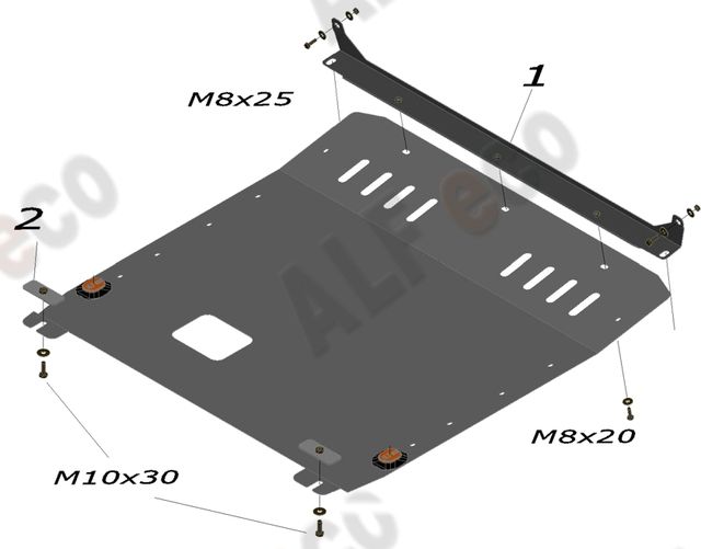 Защита алюминиевая Alfeco для картера и КПП Fiat Ducato 290 2014-2026. Артикул ALF.06.10 AL4