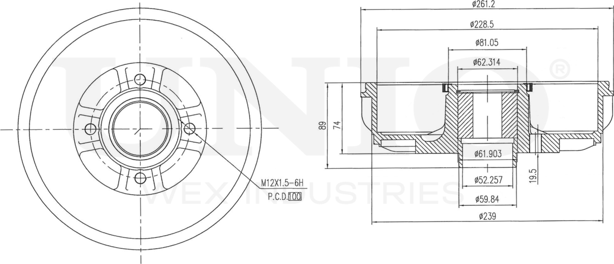 Барабан тормозной (Unio). Артикул BRD-10049