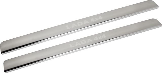Накладки Arbori на пороги сатинированные с логотипом для Lada ВАЗ 4х4 2131 1993-2026. Артикул ARBORI5218DS01S