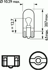 Лампа накаливания W5W Long Life 12V 5W W2 1x9 5d (цена за упаковку 20 шт) (SCT Germany). Артикул 202112