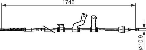 Трос ручника (тросик ручного тормоза) Bosch. Артикул 1 987 482 572