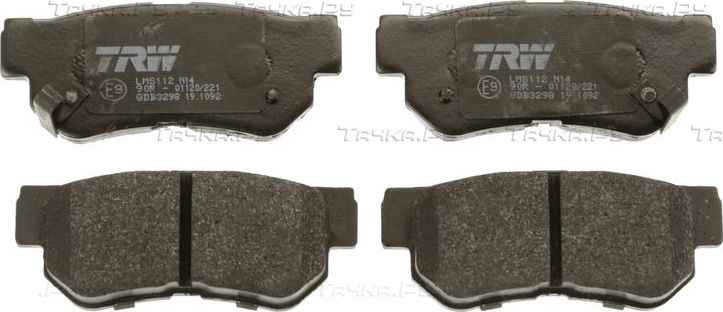 Тормозные колодки TRW задние для Kia Magentis I 2002-2005. Артикул GDB3298