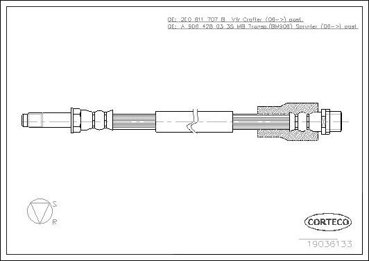 Тормозной шланг Corteco. Артикул 19036133