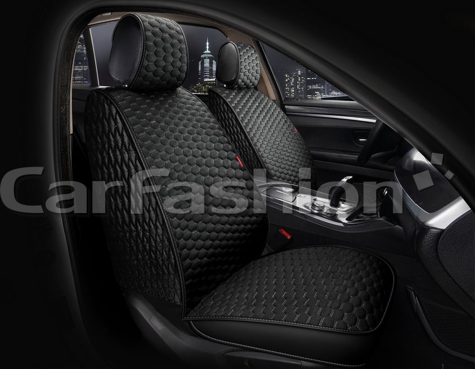 Накидки универсальные CarFashion Sota Front на передние сидения авто, цвет Черный/Черный/Серый. Артикул 26172