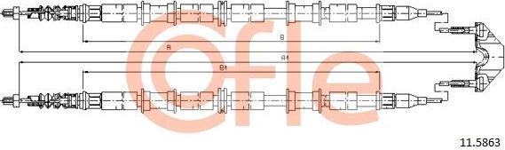 Трос ручника (тросик ручного тормоза) Cofle. Артикул 92.11.5863