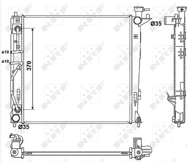 Радиатор охлаждения двигателя NRF (алюминий) для Hyundai ix35 I 2010-2015. Артикул 53053
