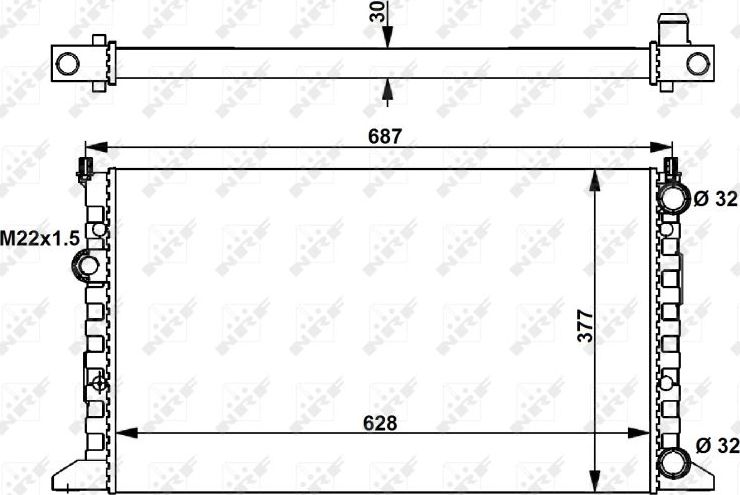 Радиатор охлаждения двигателя NRF (алюминий). Артикул 54657