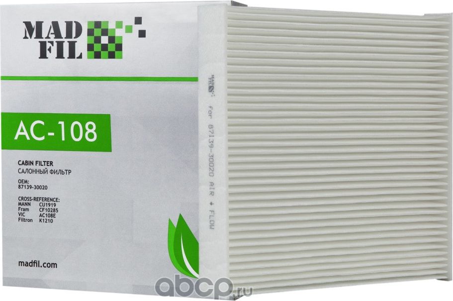 ФИЛЬТР САЛОННЫЙ TOYOTA (Madfil). Артикул AC108