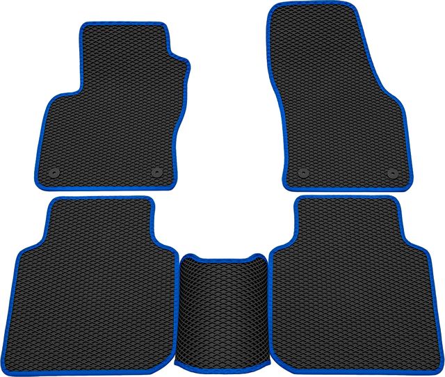 Коврики Rezkon EVA для салона Skoda Kodiaq 2017-2026 Синий кант. Артикул 9030030103