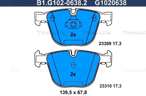 Тормозные колодки Galfer задние для BMW 1 I (E82/E88) 2011-2012. Артикул B1.G102-0638.2