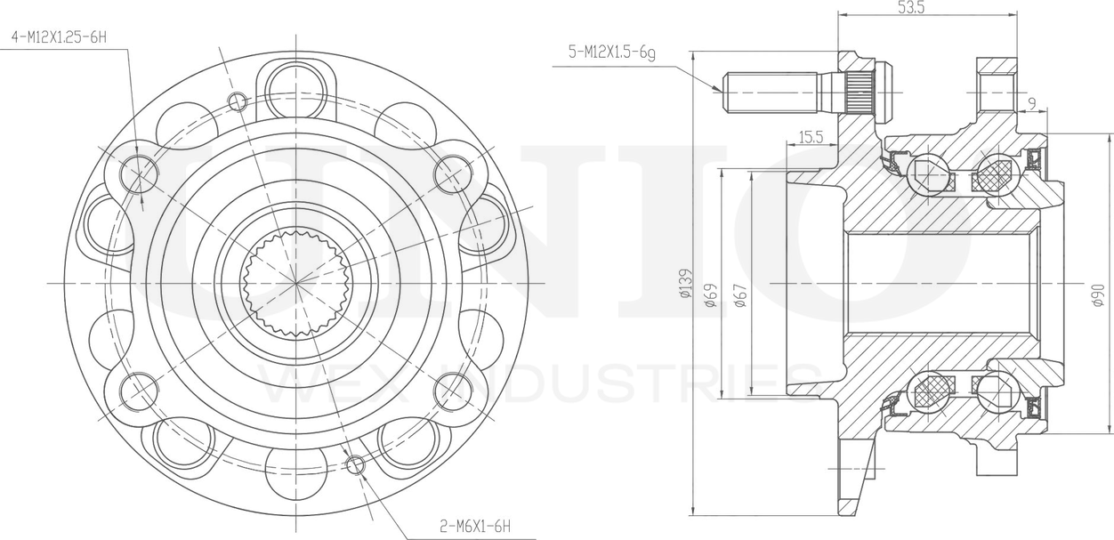 Ступица колеса с интегрированным подшипником (Unio). Артикул HUB-20292