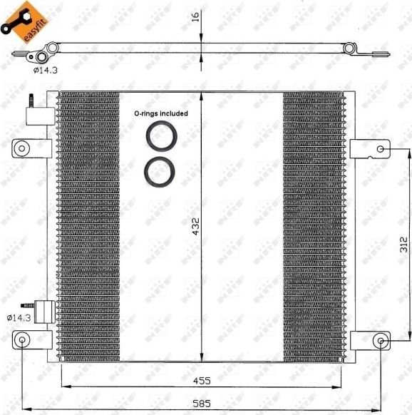 Радиатор кондиционера (конденсатор) NRF EASY FIT для DAF CF 85 2001-2013. Артикул 35364