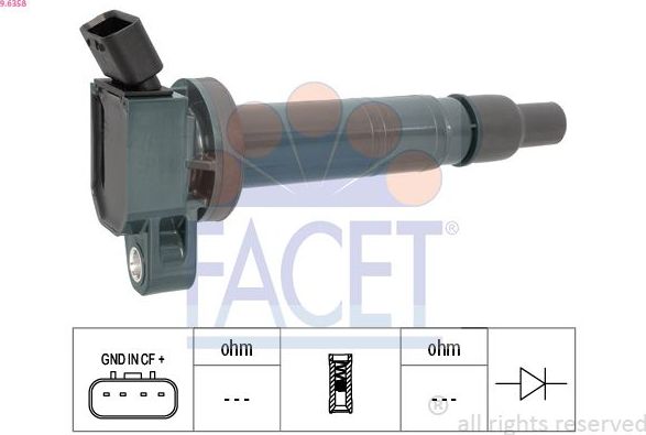Катушка зажигания Facet Made in Italy - OE Equivalent. Артикул 9.6358