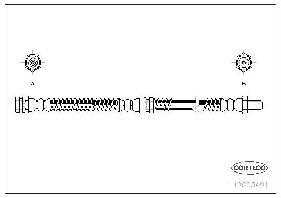 Тормозной шланг Corteco (EPDM (Этилен-пропиленовый каучук)) передний для Daewoo Korando 1999-2001. Артикул 19033491