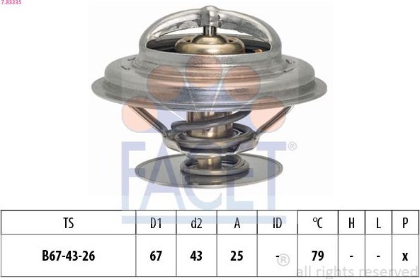Термостат Facet Made in Italy - OE Equivalent. Артикул 7.8333S