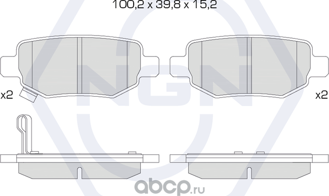 Колодки тормозные керамические, задние (NGN). Артикул 3502322