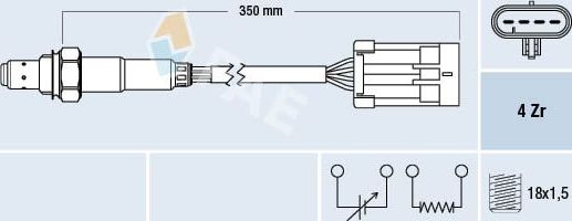 Лямбда-зонд (кислородный датчик) FAE. Артикул 77195