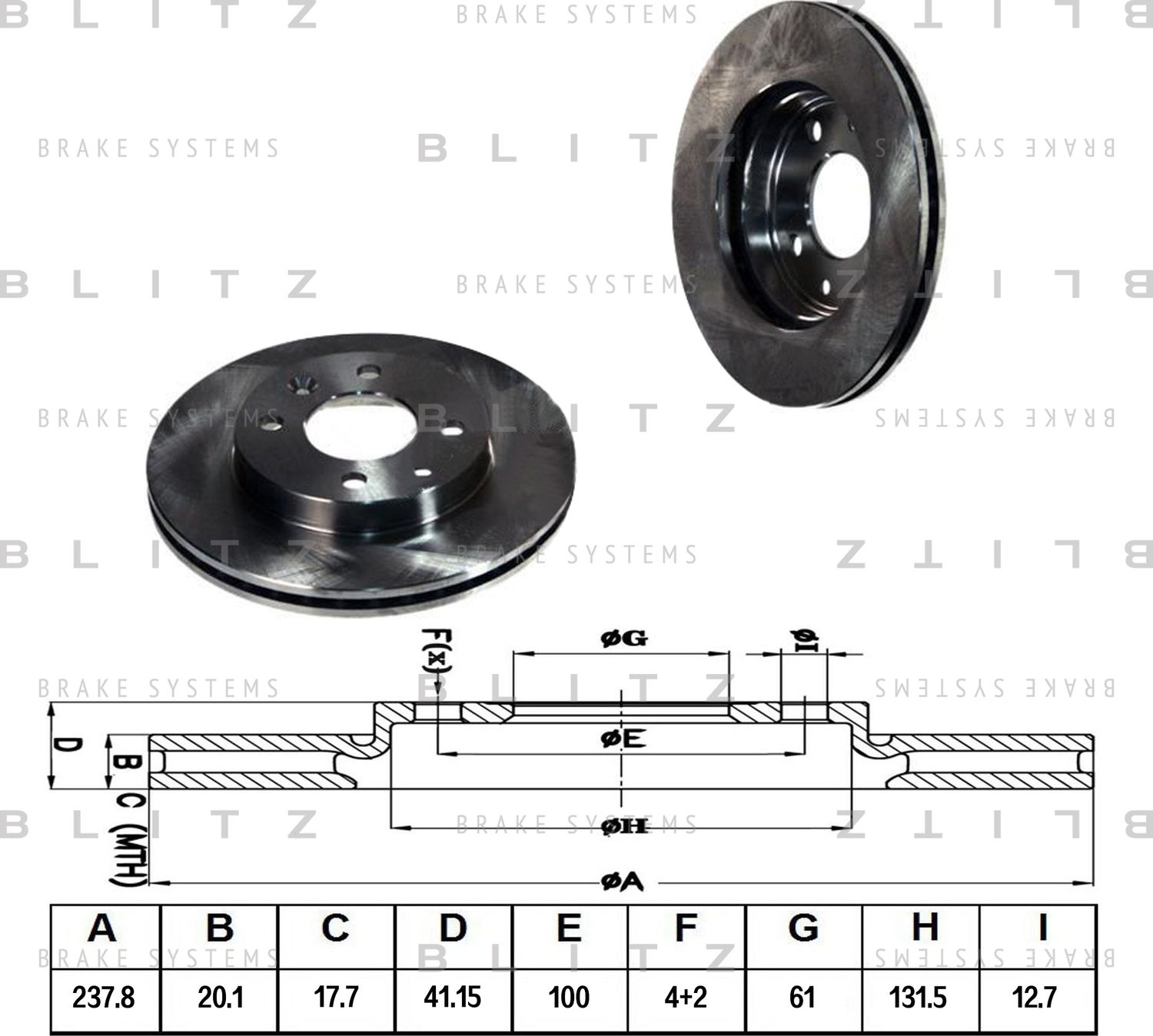 Диск тормозной передний вентилируемый Renault Megane/Kangoo 1991 (Blitz). Артикул BS0108