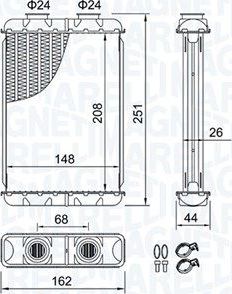 Радиатор отопителя (печки) Magneti Marelli для Alfa Romeo 159 2005-2012. Артикул 350218501000
