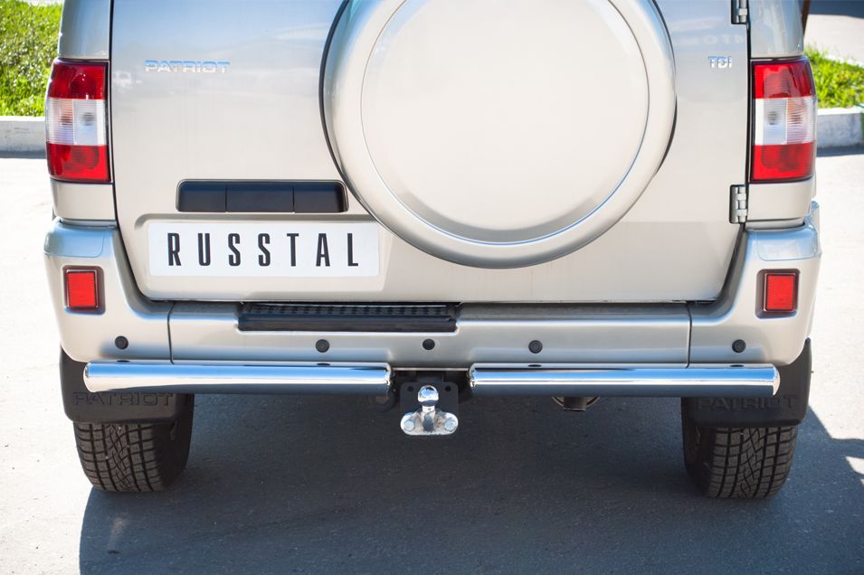Защита RusStal заднего бампера d76 для УАЗ Patriot 2005-2014. Артикул UPZ-000507