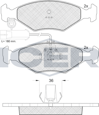 Тормозные колодки Icer передние для Fiat Palio I 1996-2002. Артикул 181603