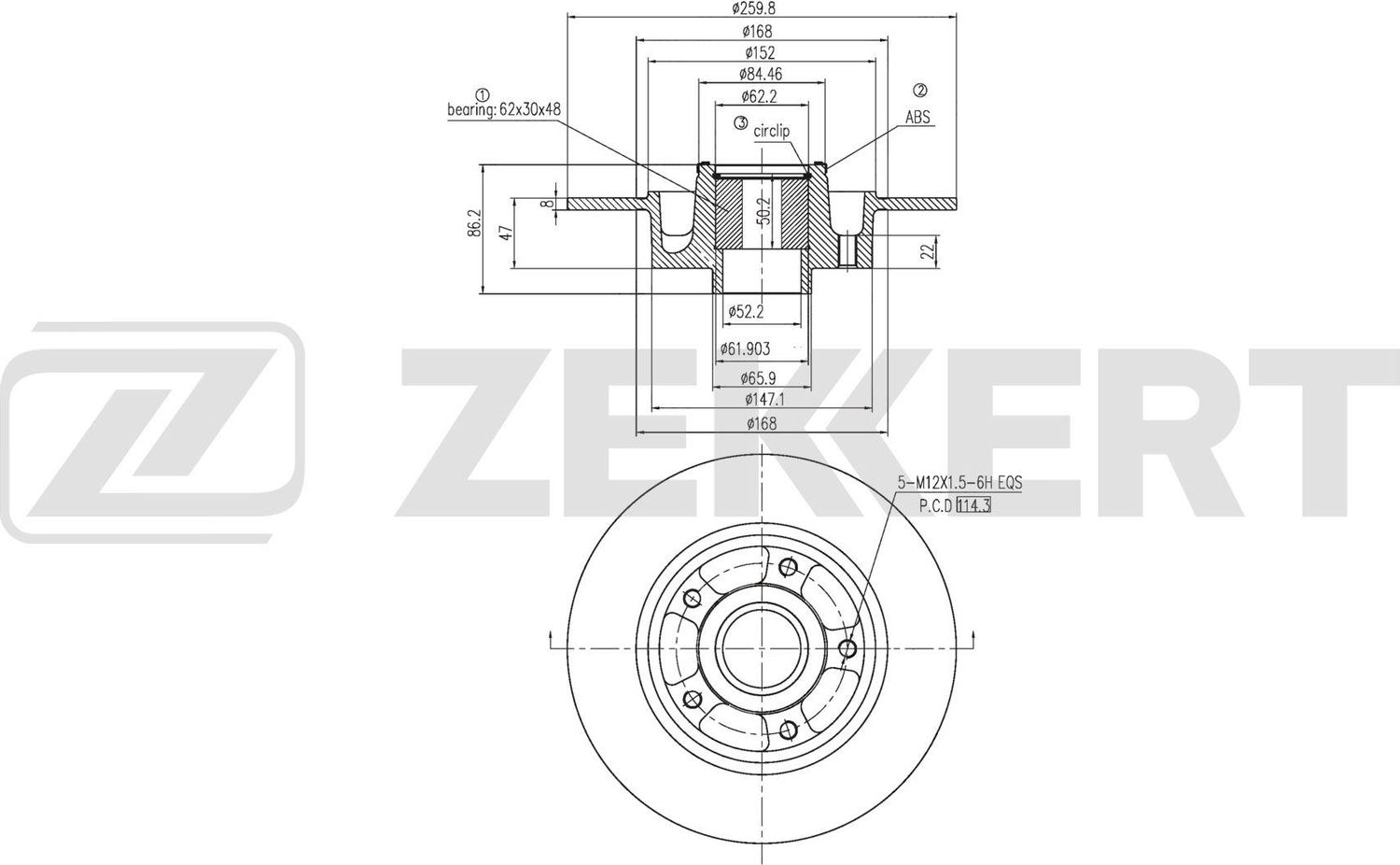 Тормозной диск Zekkert задний для Renault Megane IV 2010-2026. Артикул BS-6653