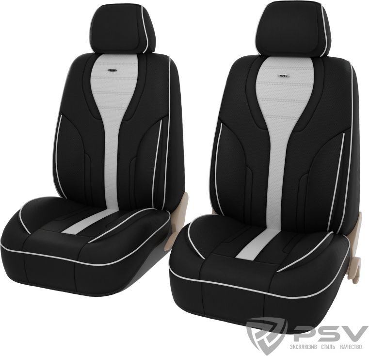 Чехлы универсальные формованные PSV PREMIUM Novella 2 FRONT на сидения, цвет Черно-Белый. Артикул 131869