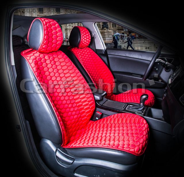 Накидки универсальные CarFashion Carbon на передние сидения авто, цвет Красный/Красный/Красный. Артикул 21099