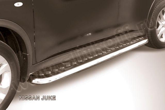 Пороги Slitkoff d42 с листом усиленная с листом для Nissan Juke 2WD 2010-2019. Артикул NJ2WD-011