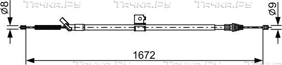 Трос ручника (тросик ручного тормоза) Bosch. Артикул 1 987 482 630
