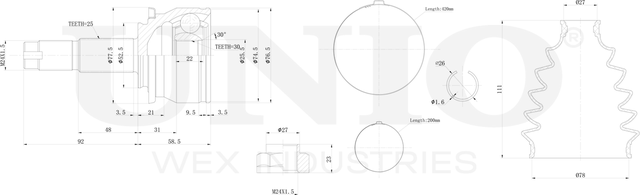 ШРУС наружный (Unio). Артикул CVJ-20067