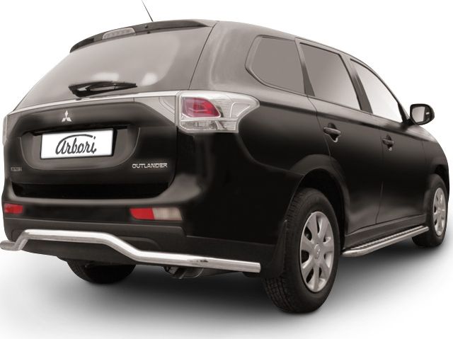 Защита Arbori заднего бампера d57 волна для Mitsubishi Outlander III 2015-2026 Черная. Артикул AFZDAMOUT1510B