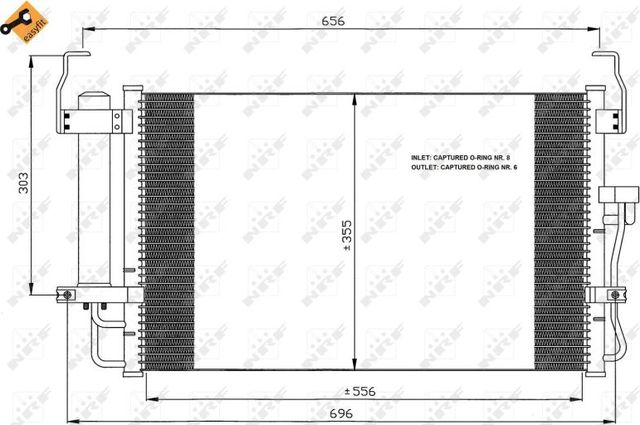 Радиатор кондиционера (конденсатор) NRF EASY FIT для Hyundai Coupe II (GK) 2001-2009. Артикул 35474