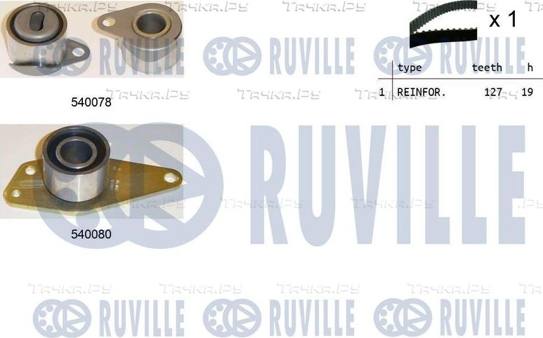 Ремень ГРМ с роликами (комплект) Ruville для Volvo 460 1992-1996. Артикул 550243