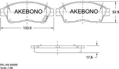 Тормозные колодки Akebono Standard. Артикул AN-394WK