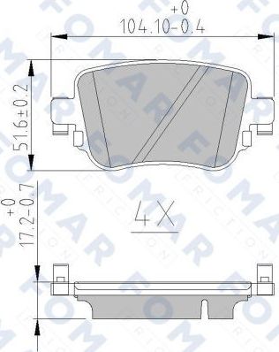 Тормозные колодки Fomar задние для Audi A1 I (8X) 2010-2018. Артикул FO 251081