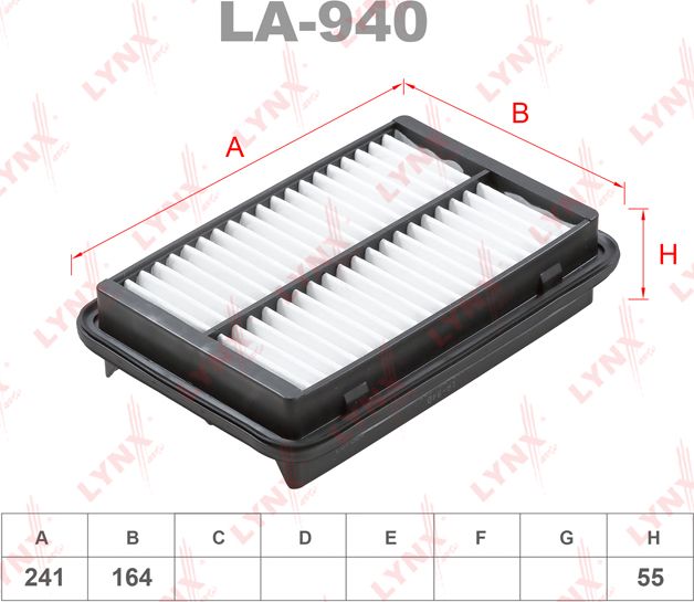 Воздушный фильтр LYNXauto. Артикул LA-940