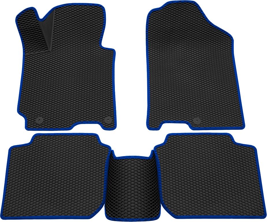 Коврики Rezkon 3D EVA ромб резиновые для салона Hyundai Elantra V 2011-2016 Синий кант. Артикул 9220015203