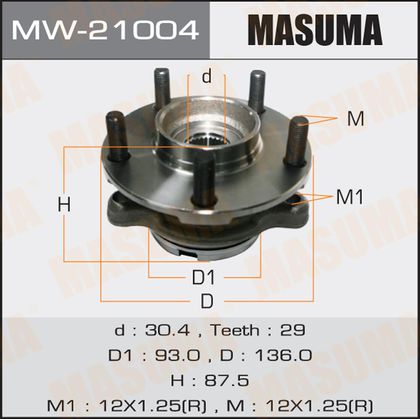 Ступица колеса с интегрированным подшипником Masuma передняя для Nissan Murano Z50 2003-2008. Артикул MW-21004