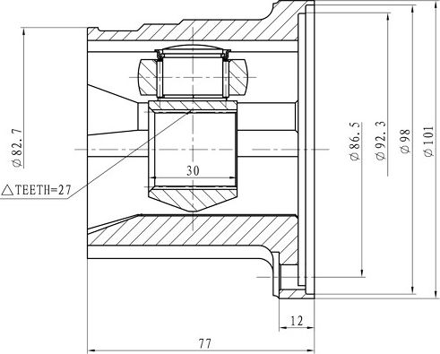Шрус внутренний Nissan Primera P11 (96-01), - L (Zikmar). Артикул Z87630R