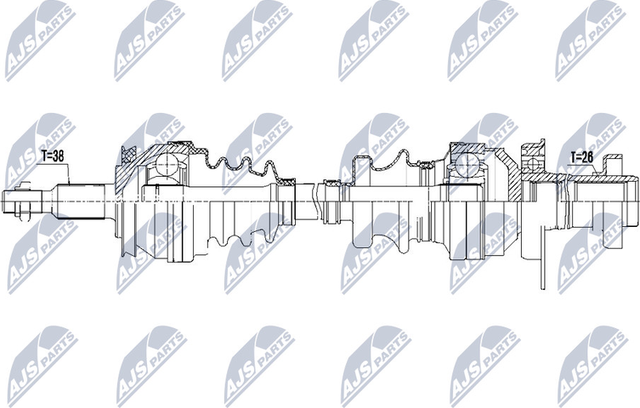 Полуось (привод в сборе, приводной вал) NTY для Volkswagen Transporter T5 2003-2015. Артикул NPW-VW-121