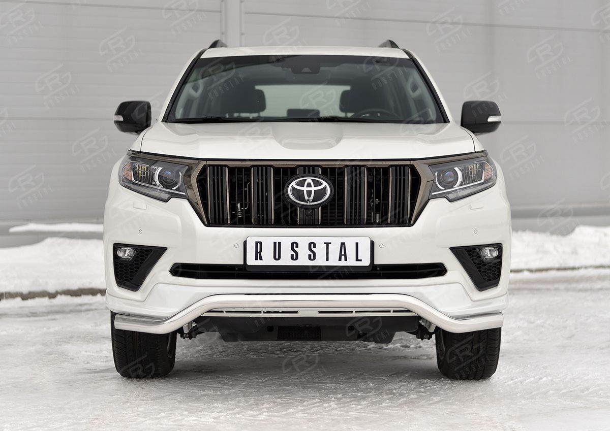 Защита RusStal переднего бампера d63 волна для Toyota Land Cruiser Prado 150 Black Onyx 2020-2026. Артикул LCPZ-003544