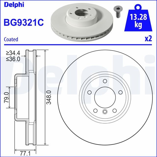 Тормозной диск Delphi. Артикул BG9321C