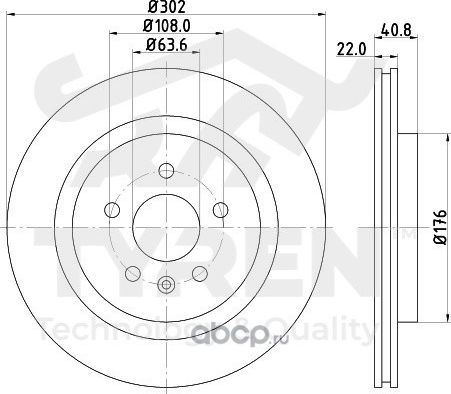 Тормозной диск (Tyren). Артикул TYR1020311