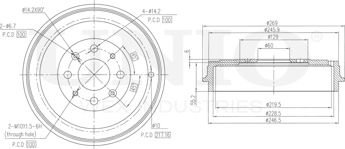 Барабан тормозной (Unio). Артикул BRD-10027
