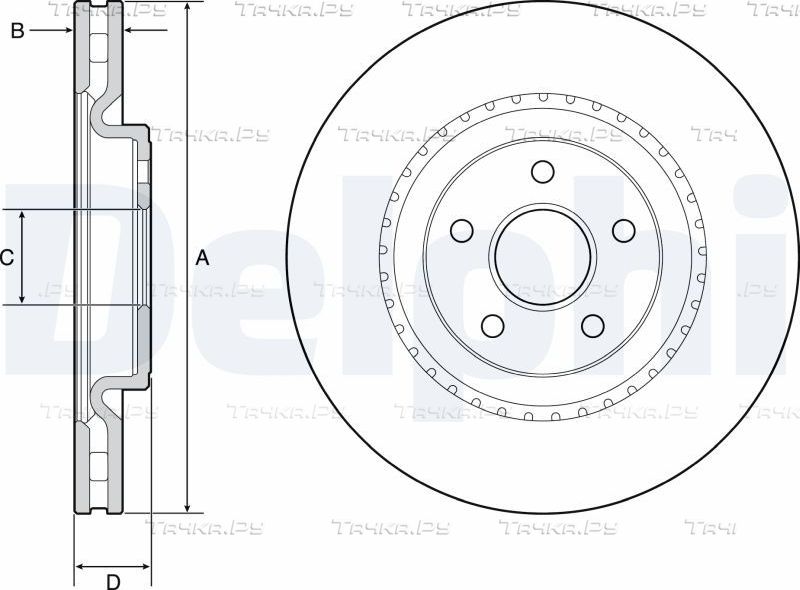 Тормозной диск Delphi для Jeep Grand Cherokee IV (WK2) 2010-2026. Артикул BG9213C