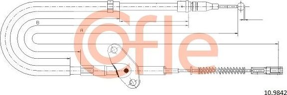 Трос ручника (тросик ручного тормоза) Cofle задний правый для Mercedes-Benz T1 1982-1995. Артикул 92.10.9842